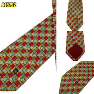 Pierre Balmain Tie Silk Red Geometric Korea (US Import Tax Included) มุมที่ 1