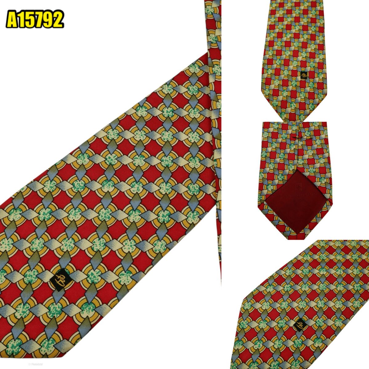 created by photogrid Pierre Balmain Tie Silk Red Geometric Korea (US Import Tax Included) มุมที่ 1