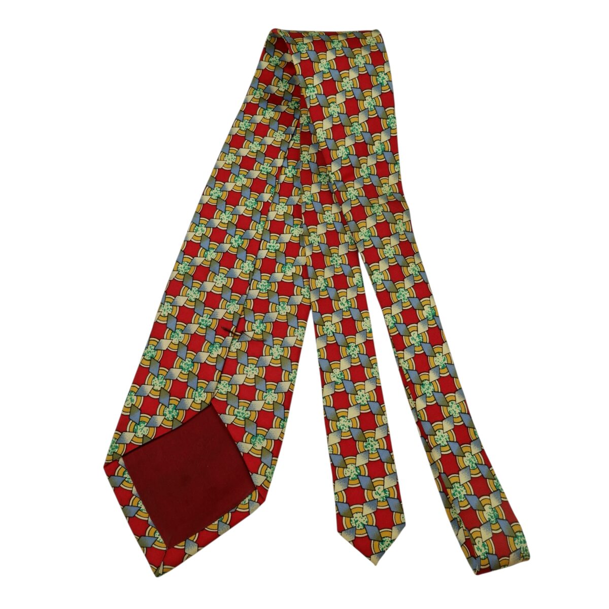 a15792 7 Pierre Balmain Tie Silk Red Geometric Korea (US Import Tax Included) มุมที่ 7
