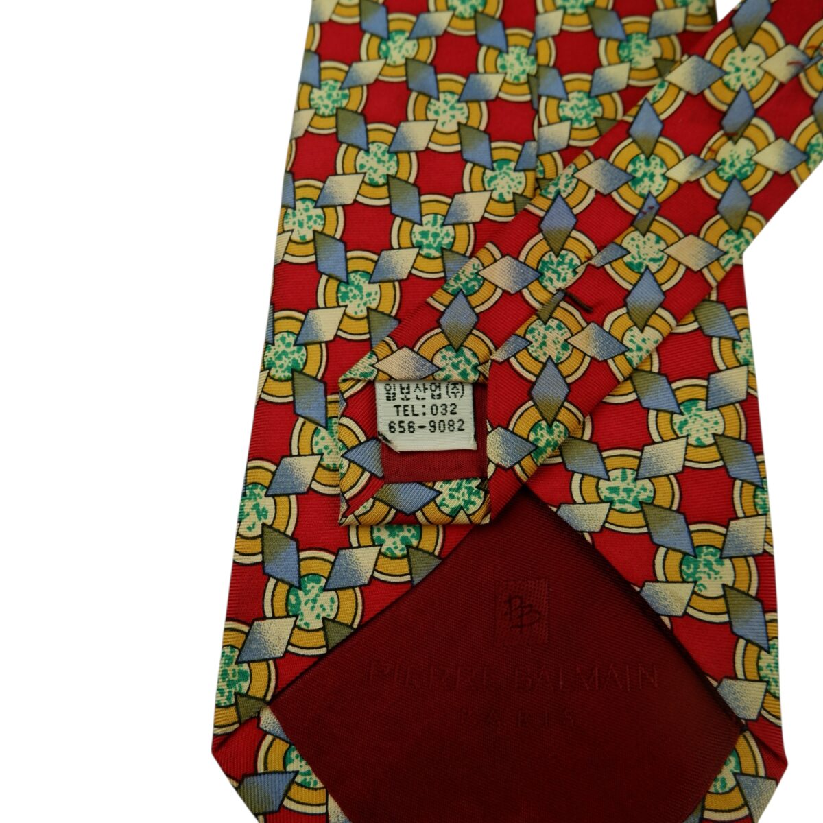 a15792 9 Pierre Balmain Tie Silk Red Geometric Korea (US Import Tax Included) มุมที่ 9