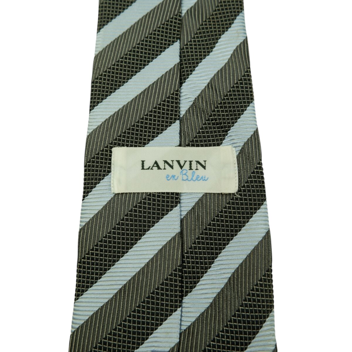Lanvin Tie Silk Grey Blue Black Stripe France (US Import Tax Included) | mesabb clothing Lanvin Tie Silk Grey Blue Black Stripe France (US Import Tax Included) มุมที่ 8