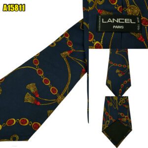 Lancel Tie Silk Dark Navy France (US Import Tax Included) มุมที่ 1