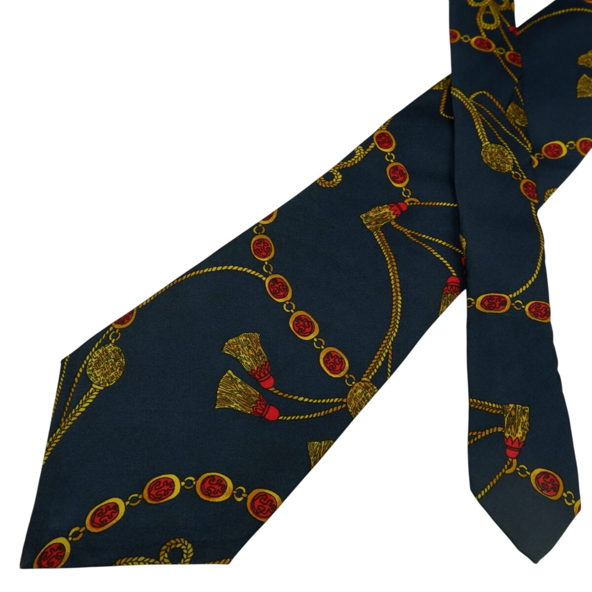 a15811 2 Lancel Tie Silk Dark Navy France (US Import Tax Included) มุมที่ 2