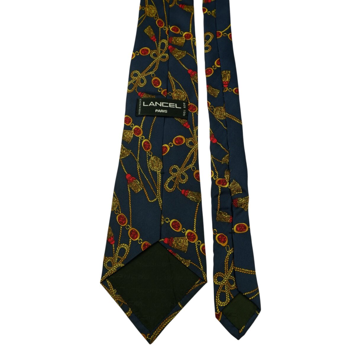 a15811 4 Lancel Tie Silk Dark Navy France (US Import Tax Included) มุมที่ 4