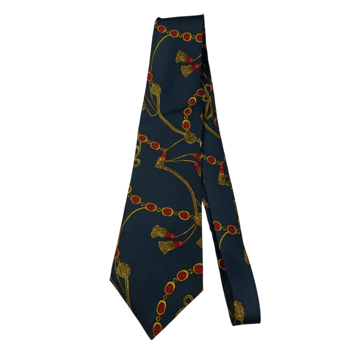 a15811 5 Lancel Tie Silk Dark Navy France (US Import Tax Included) มุมที่ 5