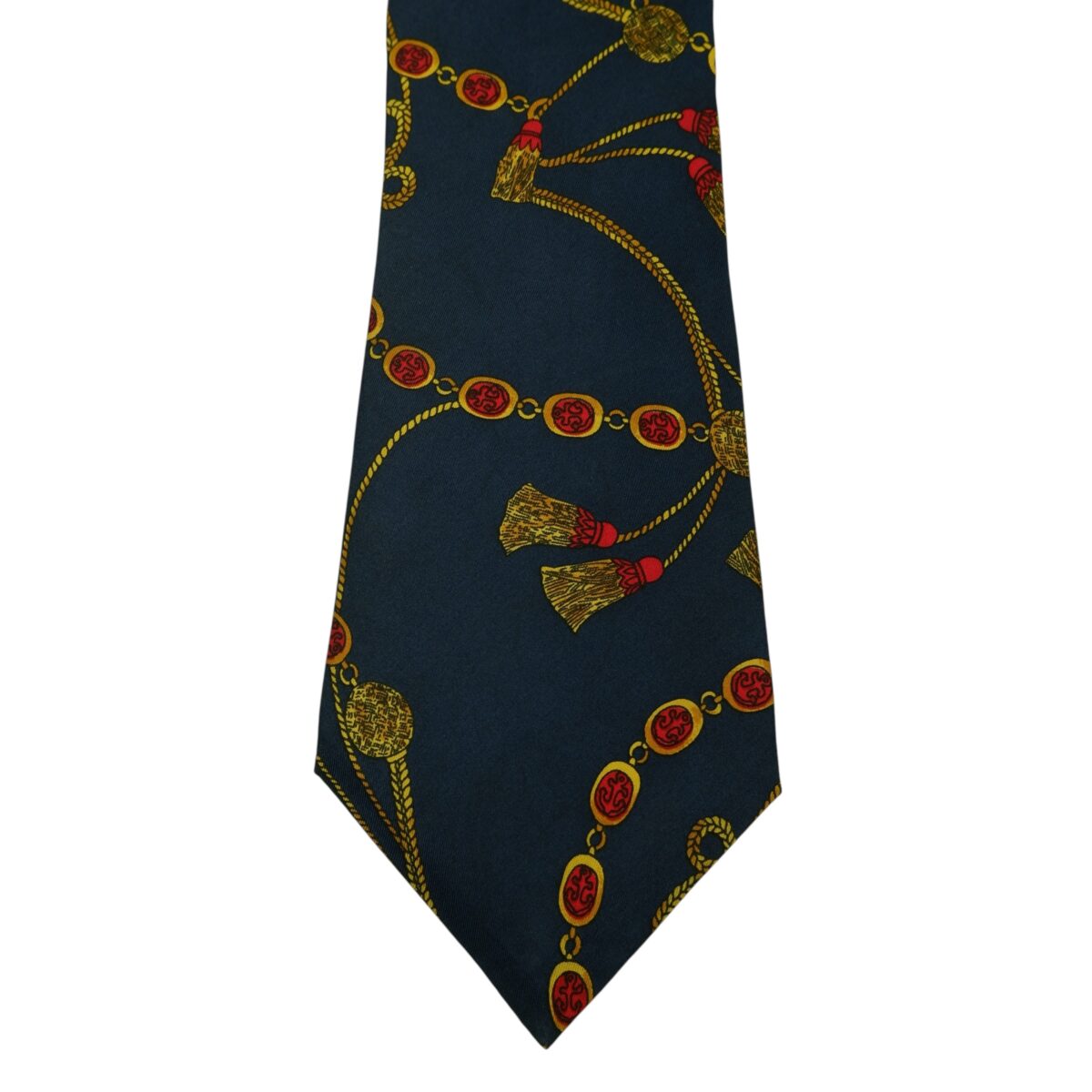 a15811 6 Lancel Tie Silk Dark Navy France (US Import Tax Included) มุมที่ 6
