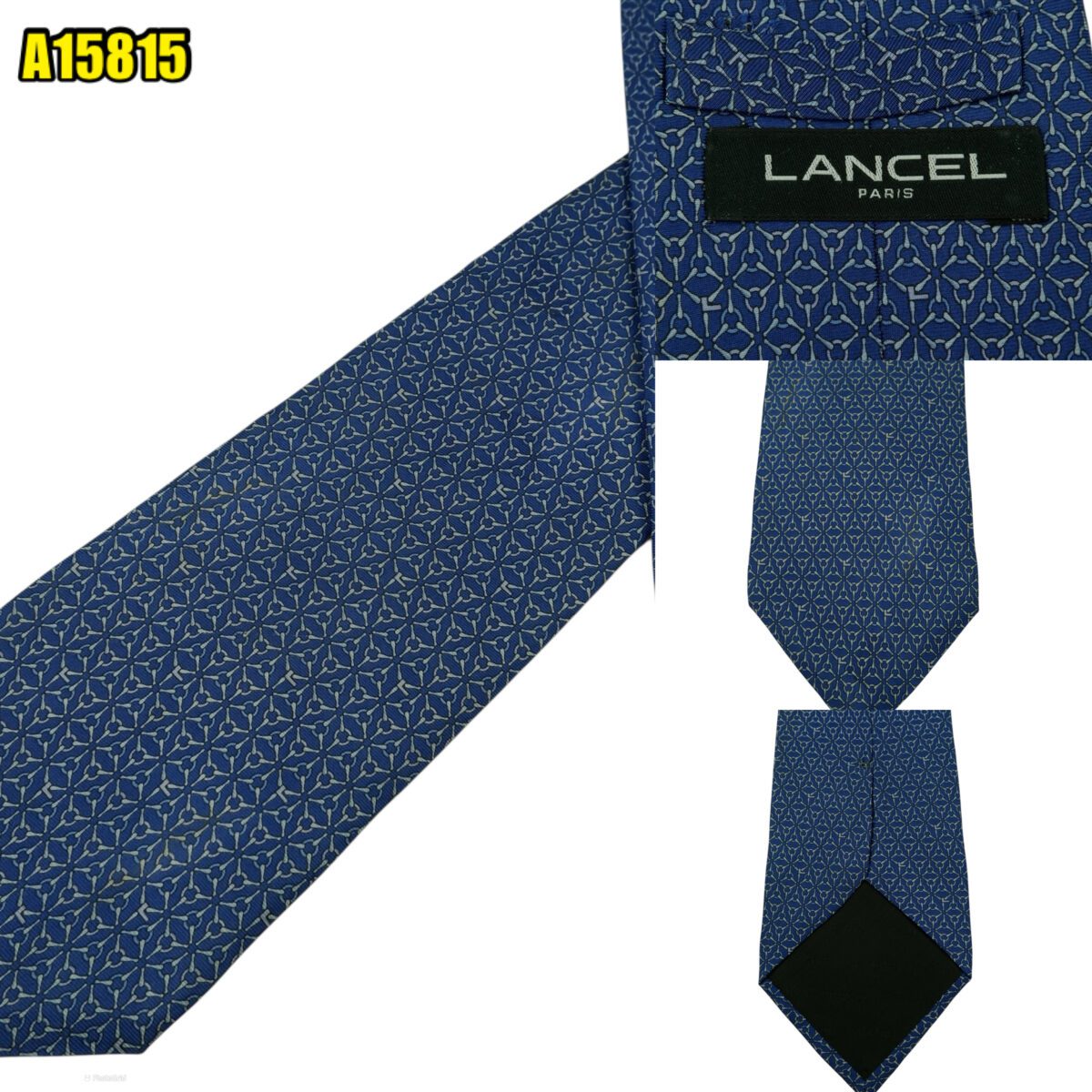 created by photogrid Lancel Tie Silk Navy Geometric Italy (US Import Tax Included) มุมที่ 1
