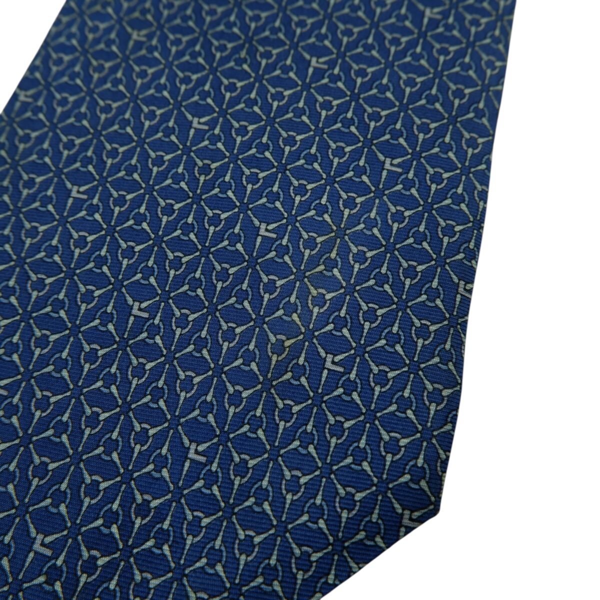 a15815 12 Lancel Tie Silk Navy Geometric Italy (US Import Tax Included) มุมที่ 12