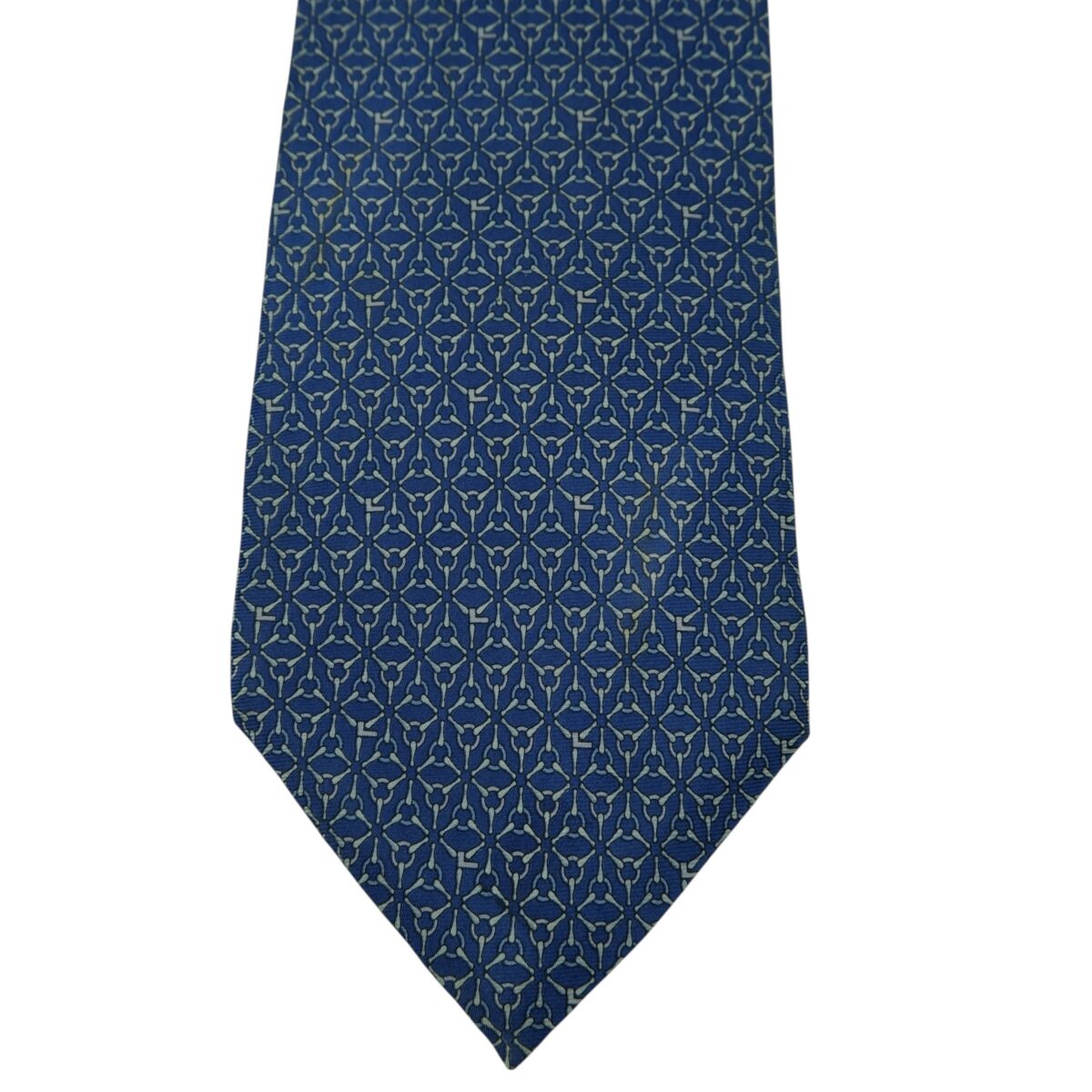 a15815 6 Lancel Tie Silk Navy Geometric Italy (US Import Tax Included) มุมที่ 6