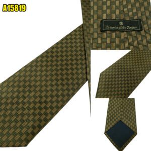 Ermenegildo Zegna Tie Silk Brown Italy (US Import Tax Included) มุมที่ 1