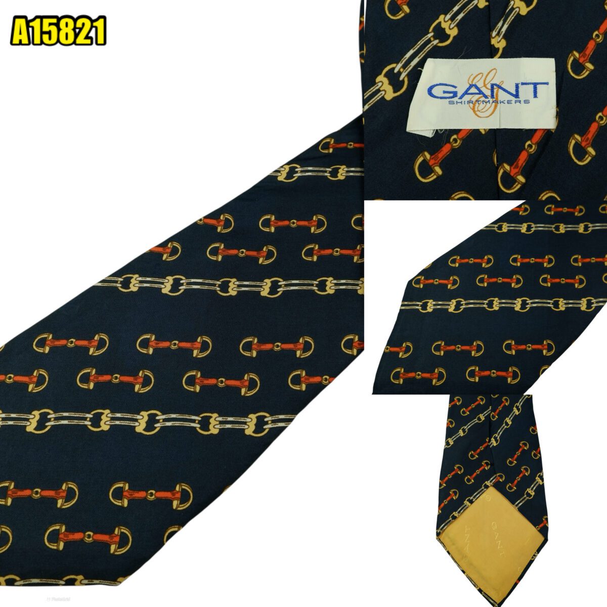 created by photogrid GANT Tie Silk Dark Navy Chain Stripe (US Import Tax Included) มุมที่ 1