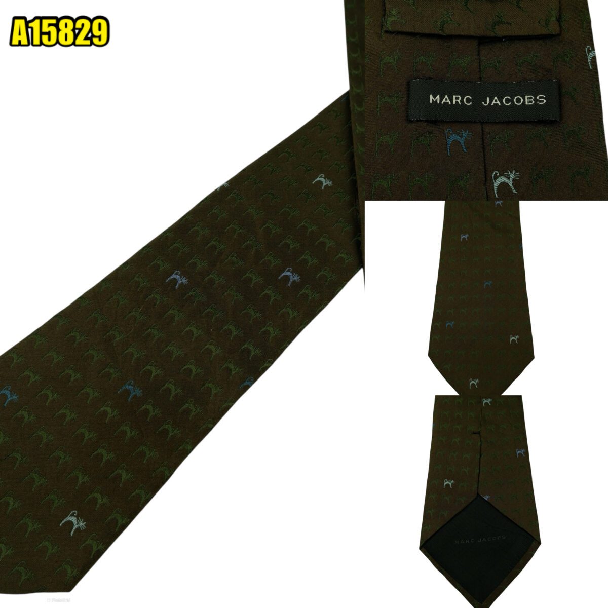 Marc Jacobs Tie Silk Cotton Dark Brown Geometric Italy (US Import Tax Included) | mesabb clothing Marc Jacobs Tie Silk Cotton Dark Brown Geometric Italy (US Import Tax Included) มุมที่ 1