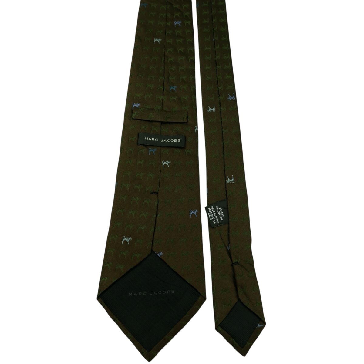 Marc Jacobs Tie Silk Cotton Dark Brown Geometric Italy (US Import Tax Included) | mesabb clothing Marc Jacobs Tie Silk Cotton Dark Brown Geometric Italy (US Import Tax Included) มุมที่ 4