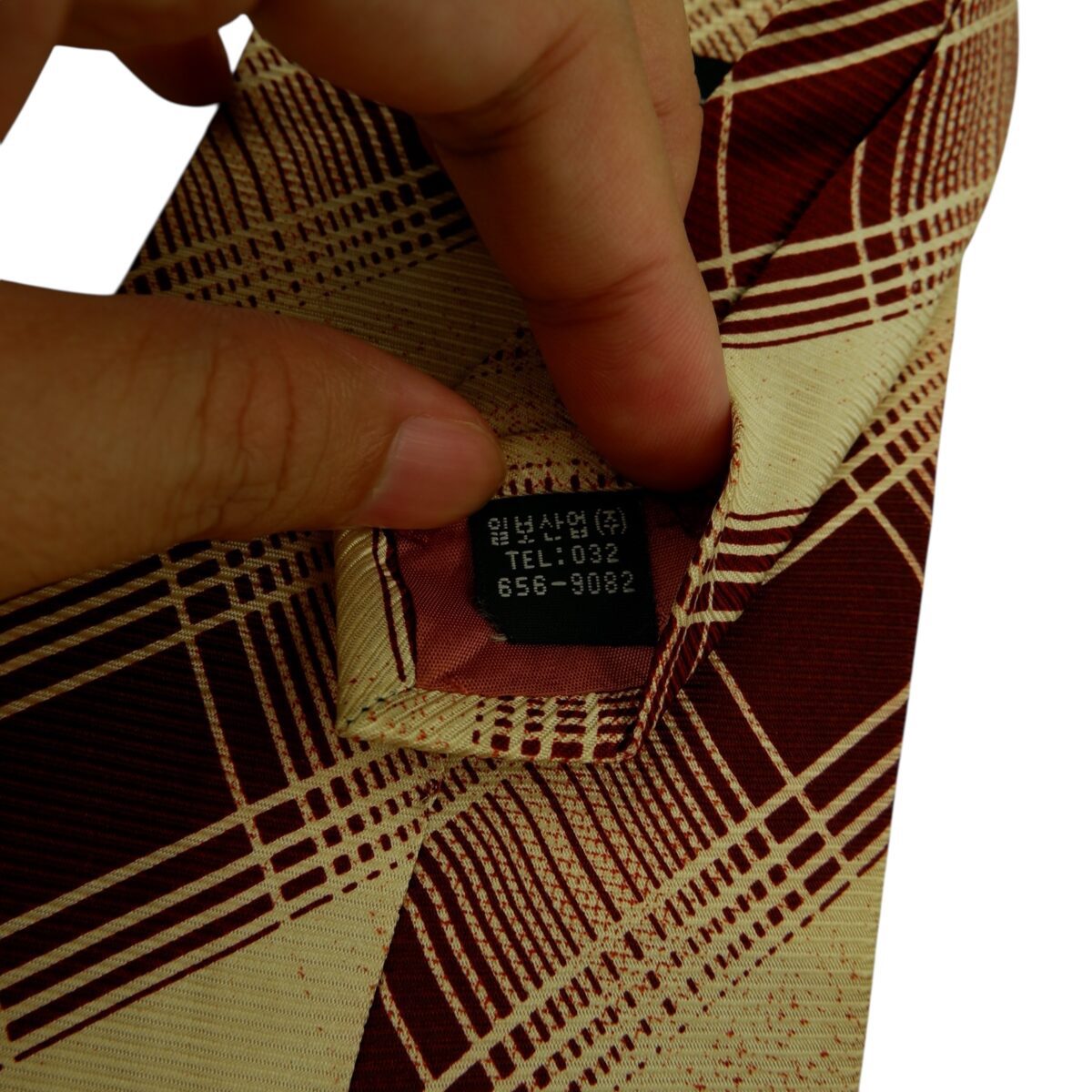 a15833 10 Guy Laroche Tie Silk Beige Maroon Stripe Korea (US Import Tax Included) มุมที่ 10