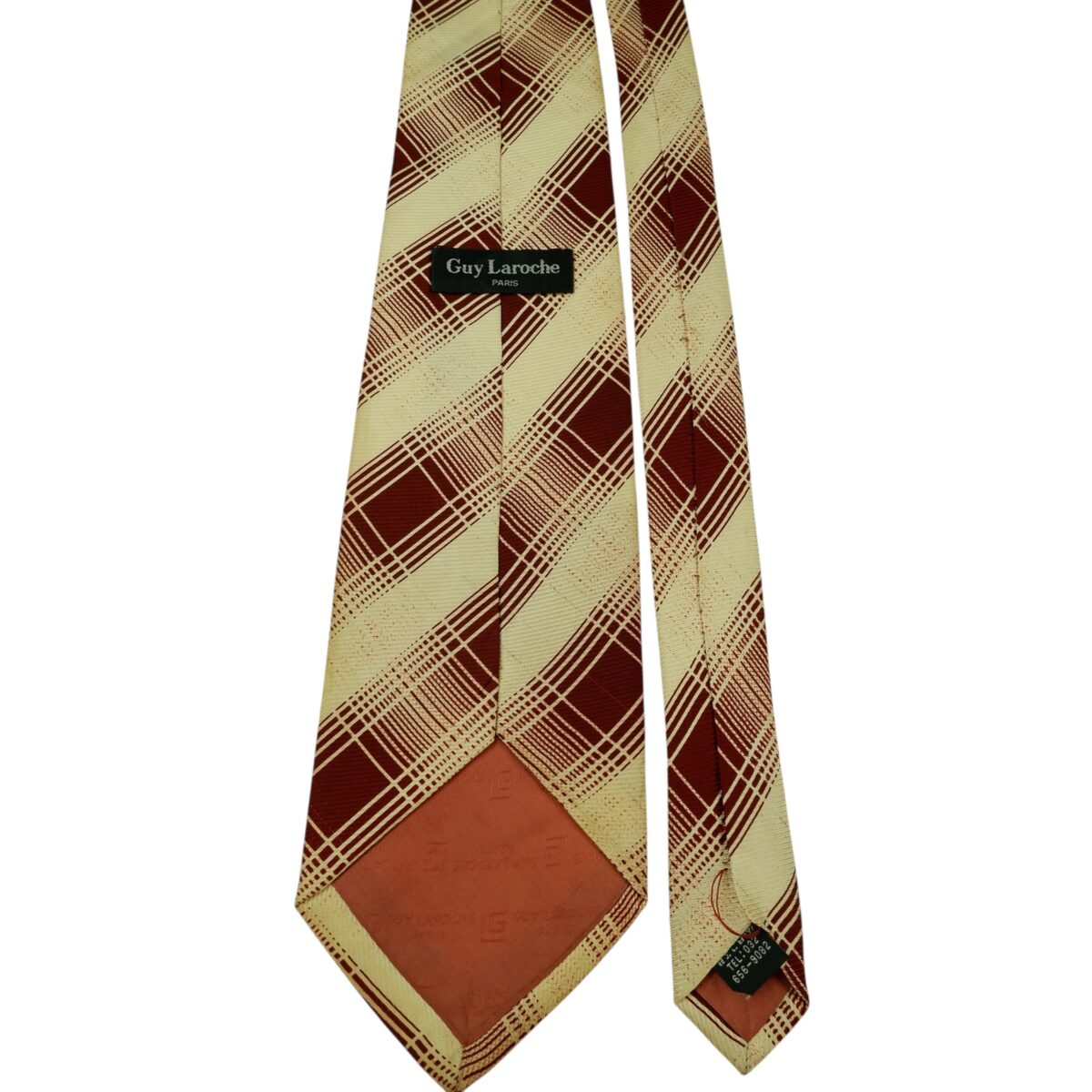 a15833 4 Guy Laroche Tie Silk Beige Maroon Stripe Korea (US Import Tax Included) มุมที่ 4