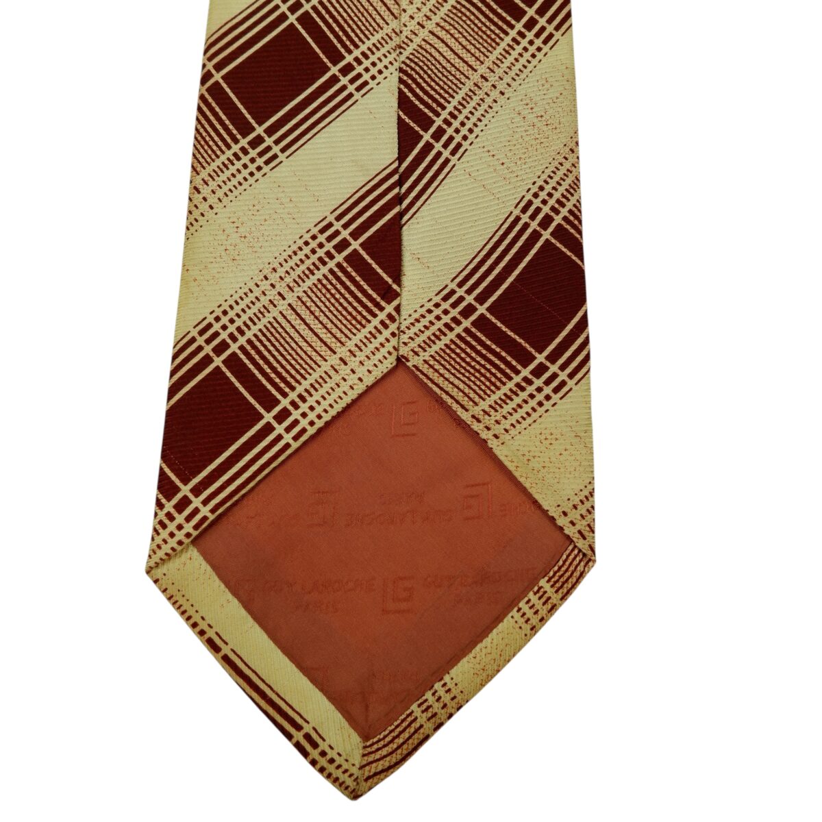 a15833 8 Guy Laroche Tie Silk Beige Maroon Stripe Korea (US Import Tax Included) มุมที่ 8