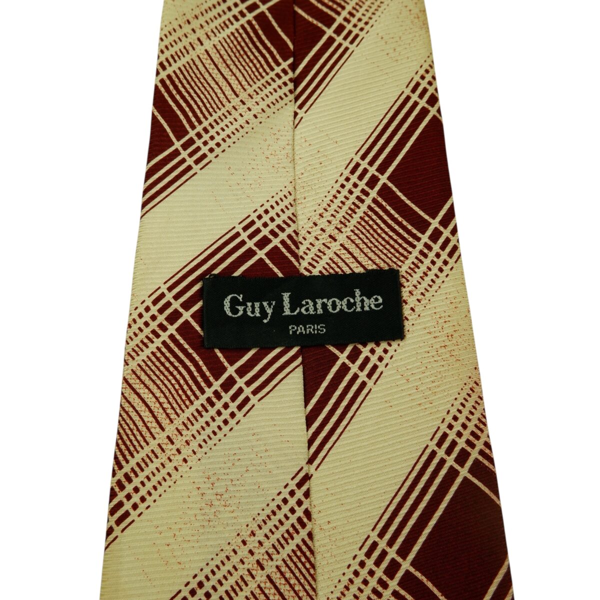 a15833 9 Guy Laroche Tie Silk Beige Maroon Stripe Korea (US Import Tax Included) มุมที่ 9