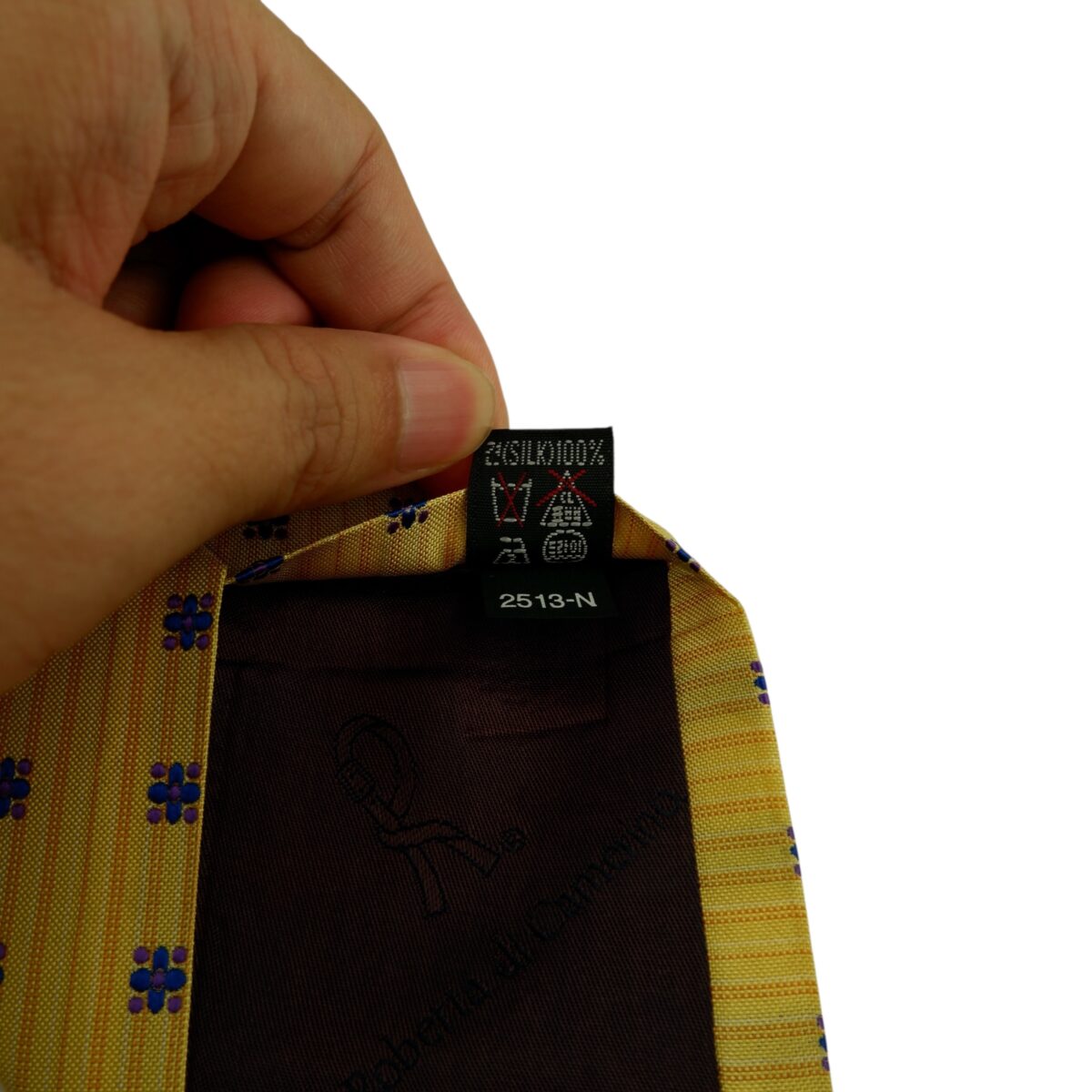 a15837 11 Roberta Di Camerino Tie Silk Yellow Geometric Korea (US Import Tax Included) มุมที่ 11