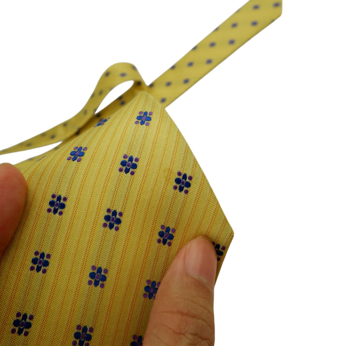 a15837 12 Roberta Di Camerino Tie Silk Yellow Geometric Korea (US Import Tax Included) มุมที่ 12