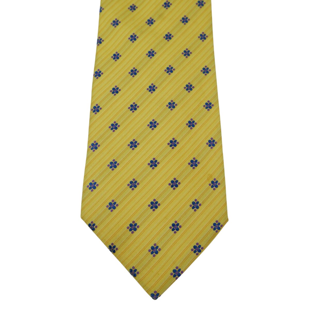 a15837 6 Roberta Di Camerino Tie Silk Yellow Geometric Korea (US Import Tax Included) มุมที่ 6