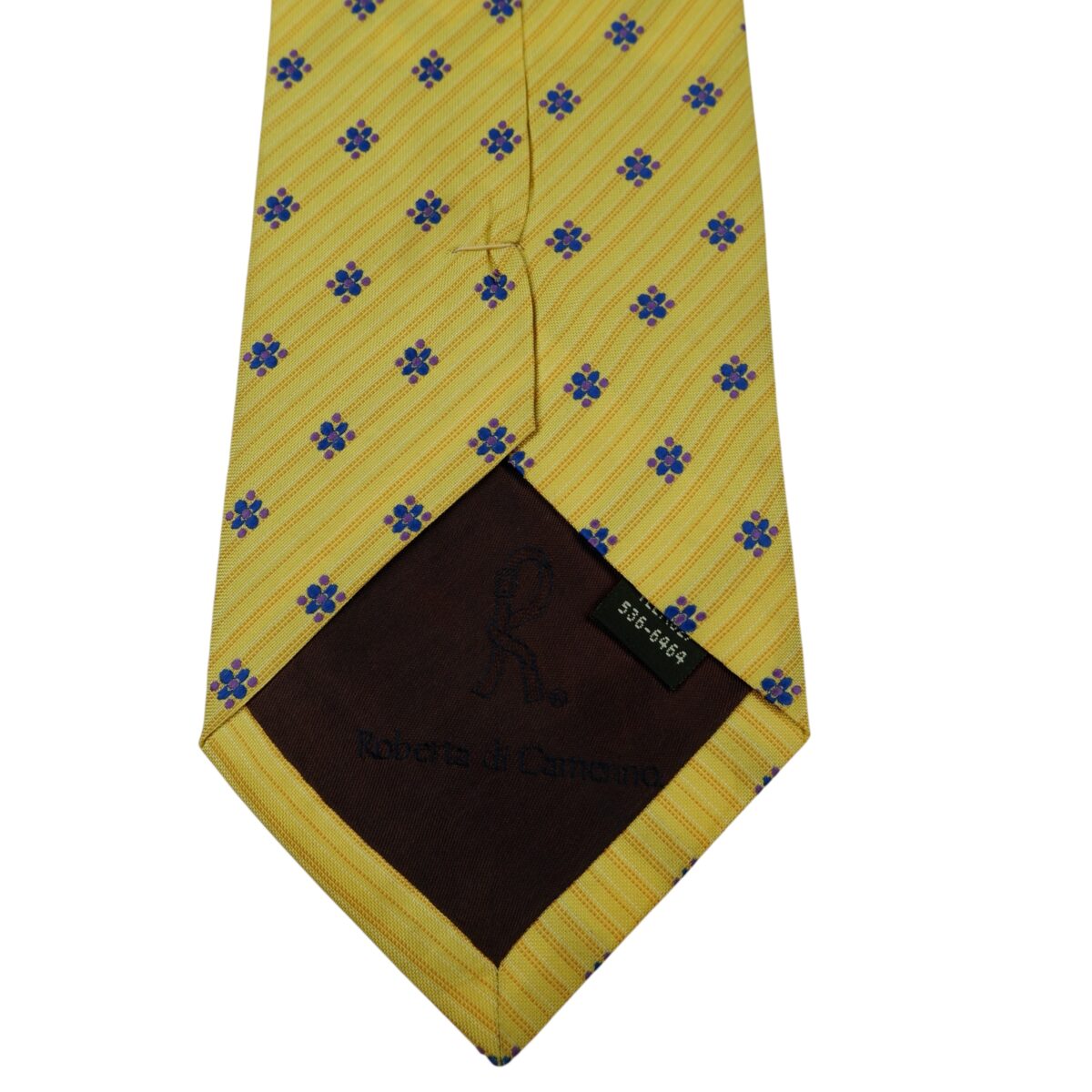 a15837 8 Roberta Di Camerino Tie Silk Yellow Geometric Korea (US Import Tax Included) มุมที่ 8