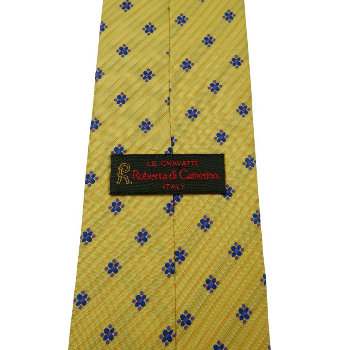 a15837 9 Roberta Di Camerino Tie Silk Yellow Geometric Korea (US Import Tax Included) มุมที่ 9