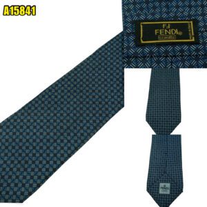Fendi Tie Silk Navy Geometric Italy (US Import Tax Included) มุมที่ 1
