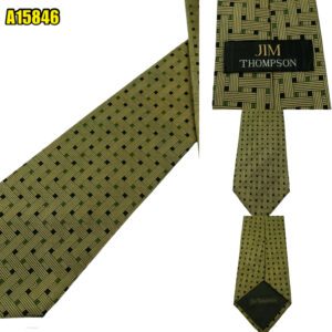 Jim Thompson Tie Silk Brown Geometric Thailand (US Import Tax Included) มุมที่ 1