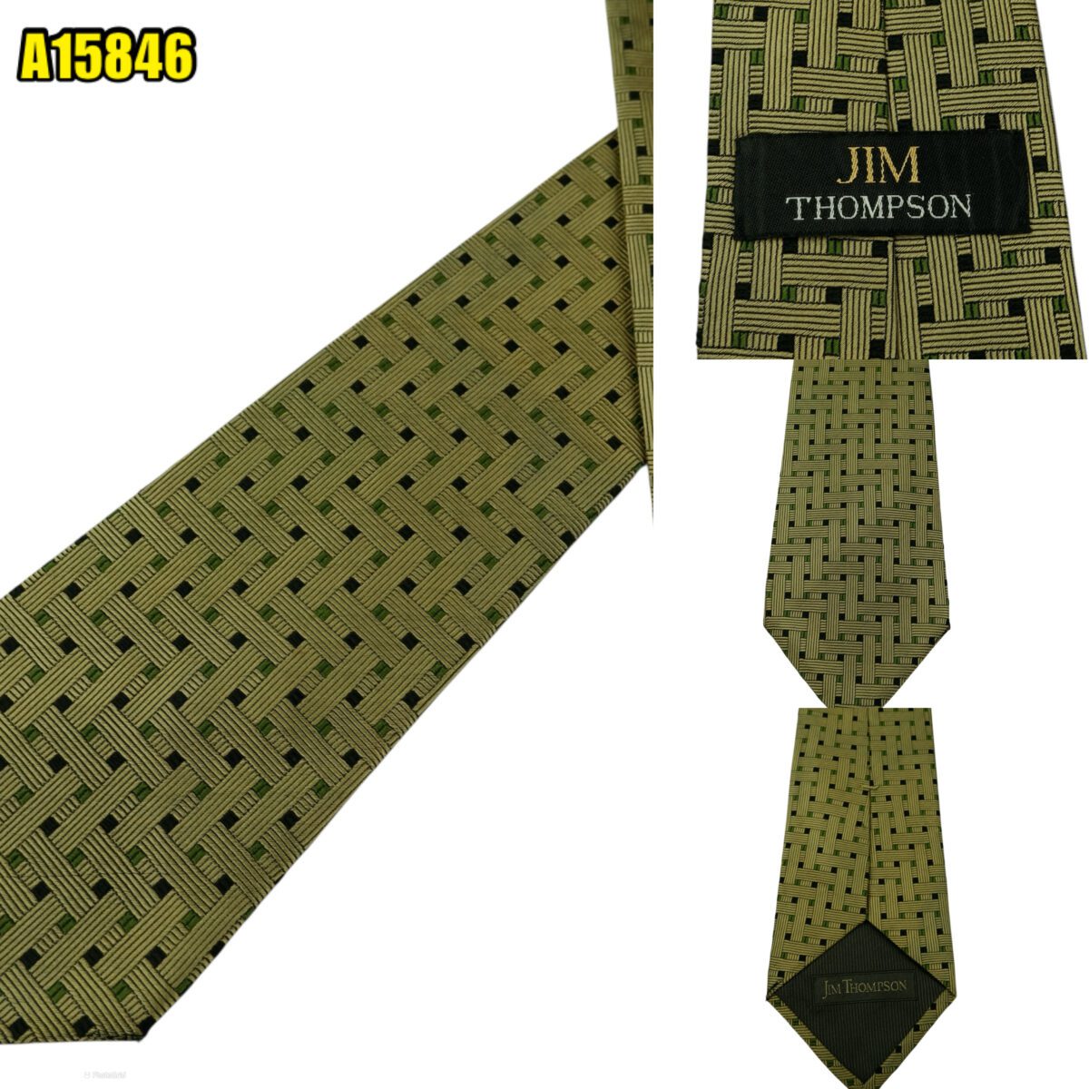 created by photogrid Jim Thompson Tie Silk Brown Geometric Thailand (US Import Tax Included) มุมที่ 1