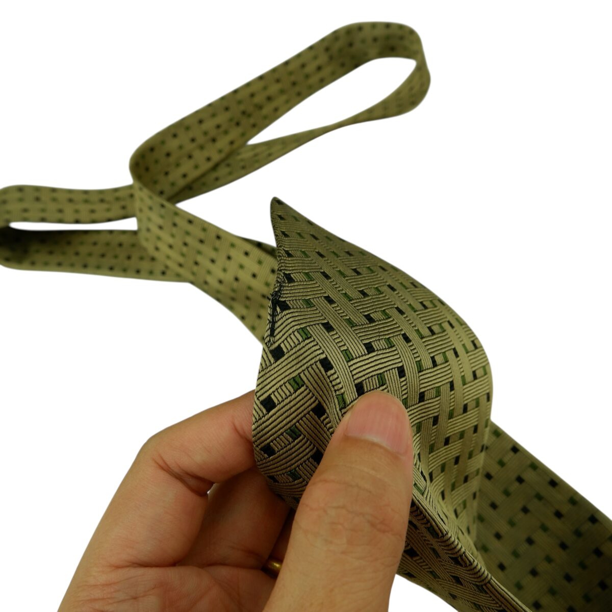 a15846 10 Jim Thompson Tie Silk Brown Geometric Thailand (US Import Tax Included) มุมที่ 10