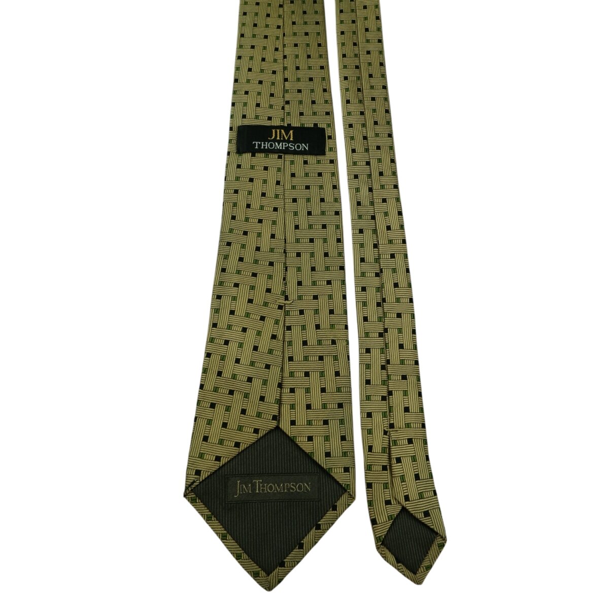 a15846 4 Jim Thompson Tie Silk Brown Geometric Thailand (US Import Tax Included) มุมที่ 4