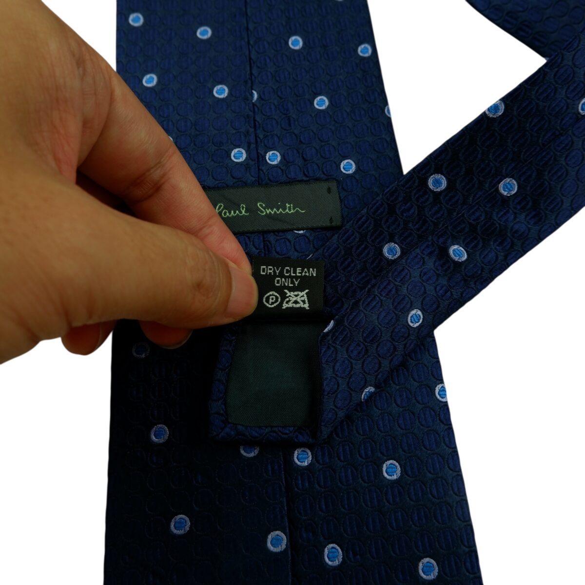 a15854 11 Paul Smith Tie Silk Navy Dot Geometric Italy (US Import Tax Included) มุมที่ 11