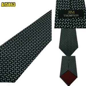 Jim Thompson Tie Silk Dark Navy Geometric Thailand (US Import Tax Included) มุมที่ 1