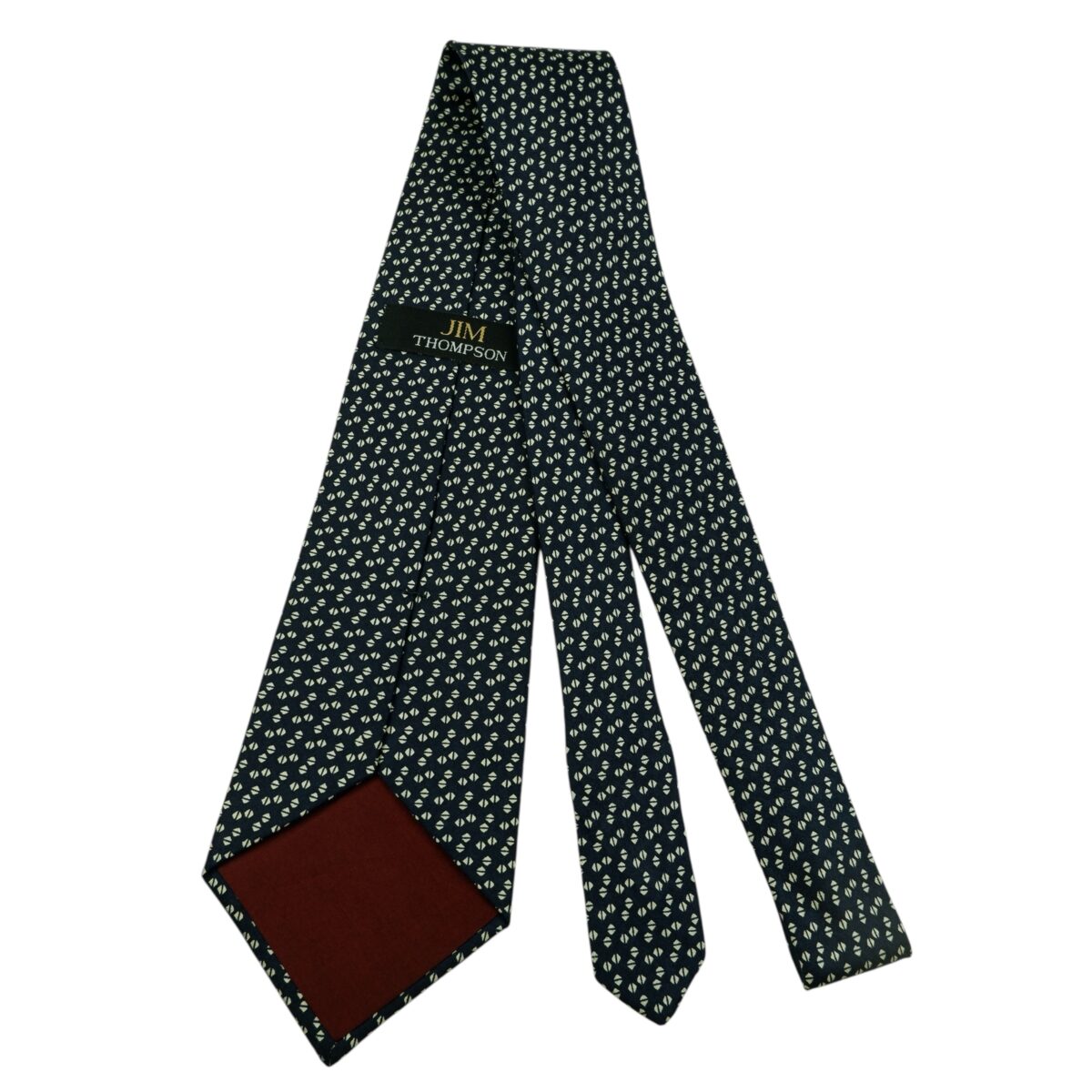 a15863 7 Jim Thompson Tie Silk Dark Navy Geometric Thailand (US Import Tax Included) มุมที่ 7