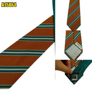 Orihica Tie Silk Brown Green Stripe China (US Import Tax Included) มุมที่ 1