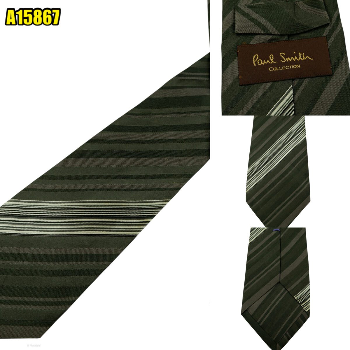 created by photogrid Paul Smith Tie Silk Dark Grey Stripe Japan (US Import Tax Included) มุมที่ 1