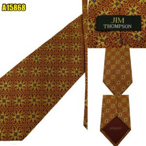 Jim Thompson Tie Silk Maroon Geometric Thailand (US Import Tax Included) มุมที่ 1
