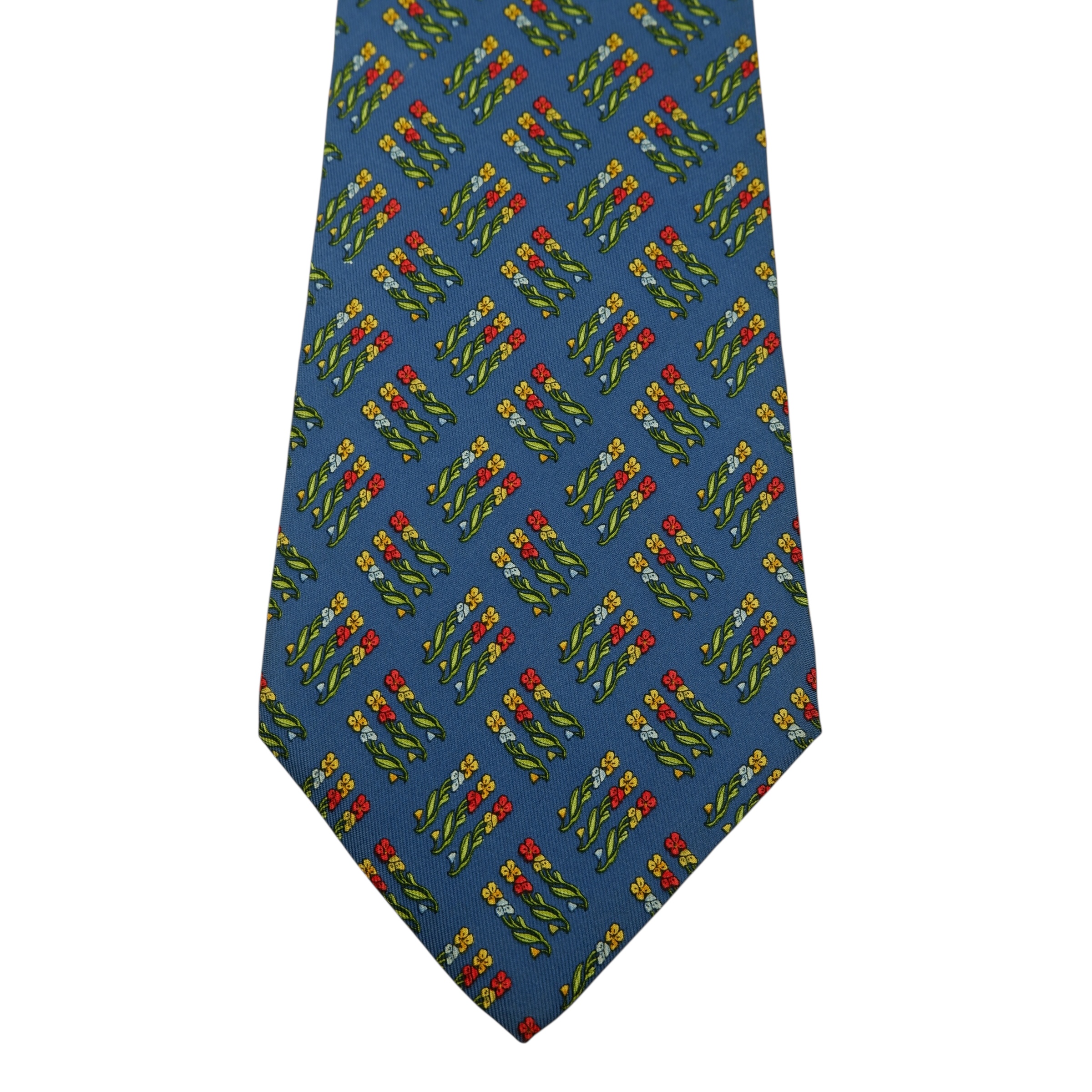 a15869 6 Salvatore Ferragamo Tie Silk Blue Geometric Italy (US Import Tax Included) มุมที่ 6