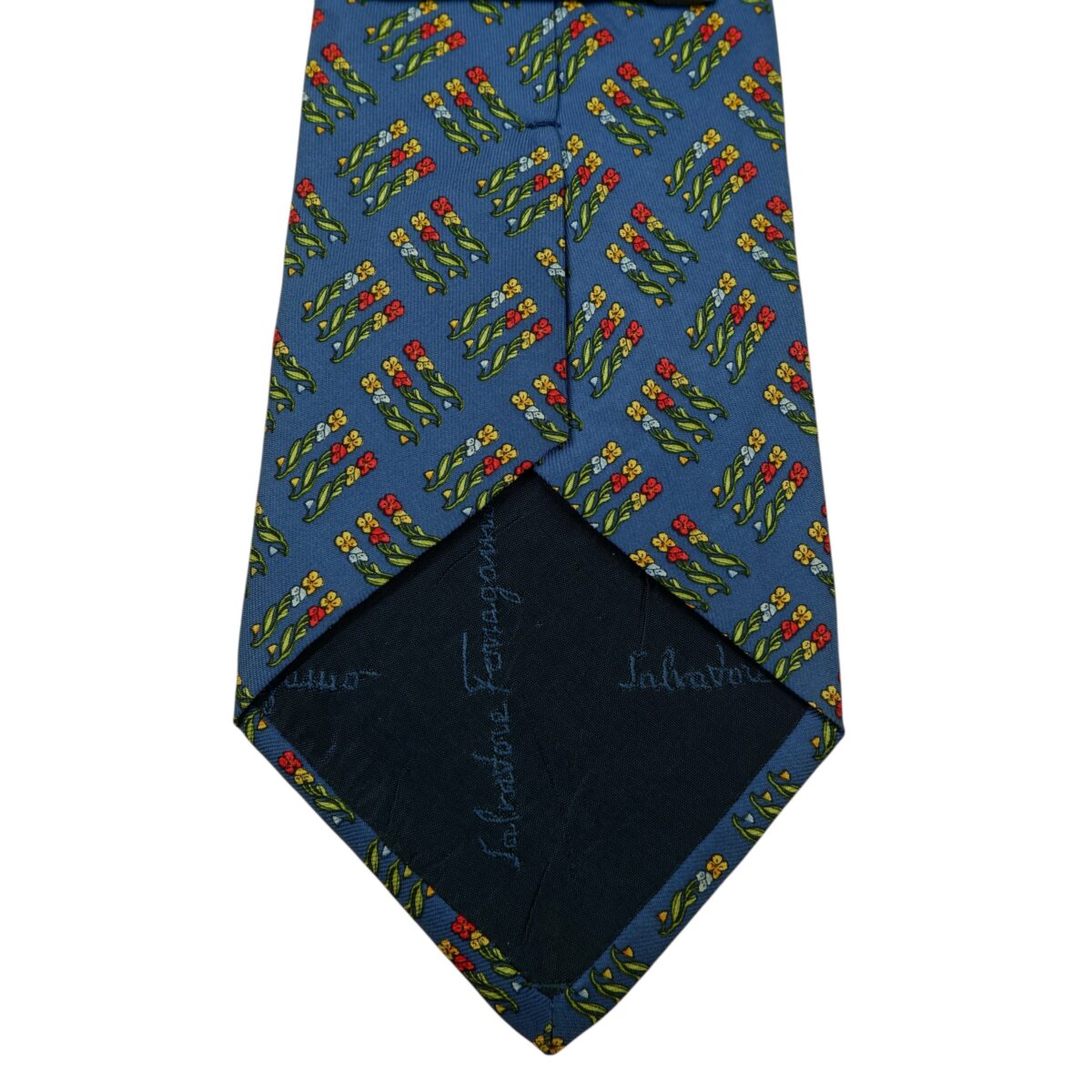 a15869 8 Salvatore Ferragamo Tie Silk Blue Geometric Italy (US Import Tax Included) มุมที่ 8