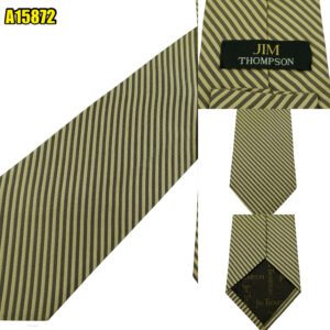 Jim Thompson Tie Silk Brown Stripe Thailand (US Import Tax Included) มุมที่ 1