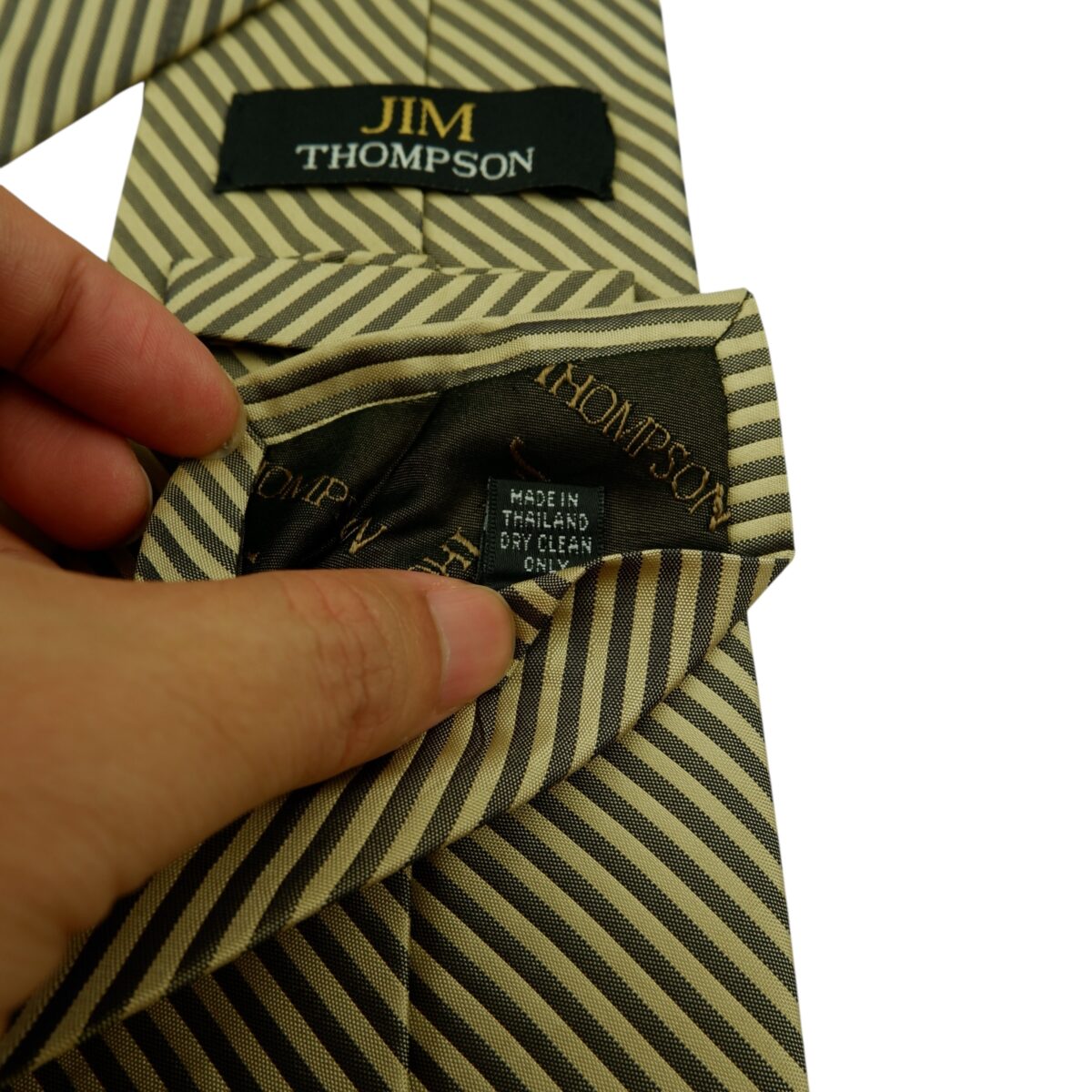 a15872 10 Jim Thompson Tie Silk Brown Stripe Thailand (US Import Tax Included) มุมที่ 10