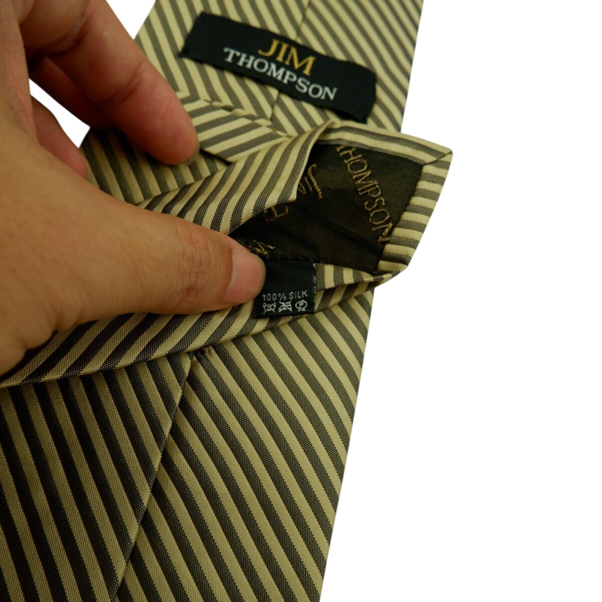 a15872 11 Jim Thompson Tie Silk Brown Stripe Thailand (US Import Tax Included) มุมที่ 11