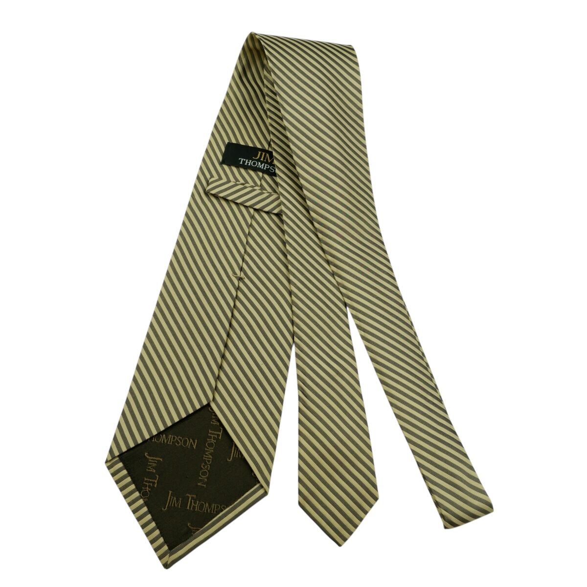 a15872 7 Jim Thompson Tie Silk Brown Stripe Thailand (US Import Tax Included) มุมที่ 7