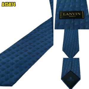 Lanvin Tie Silk Blue Geometric France (US Import Tax Included) มุมที่ 1