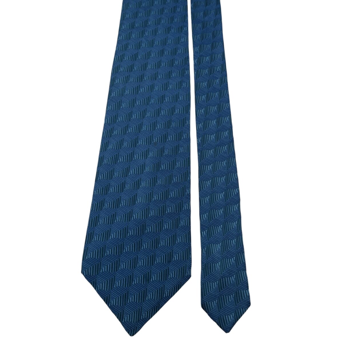 a15874 3 Lanvin Tie Silk Blue Geometric France (US Import Tax Included) มุมที่ 3