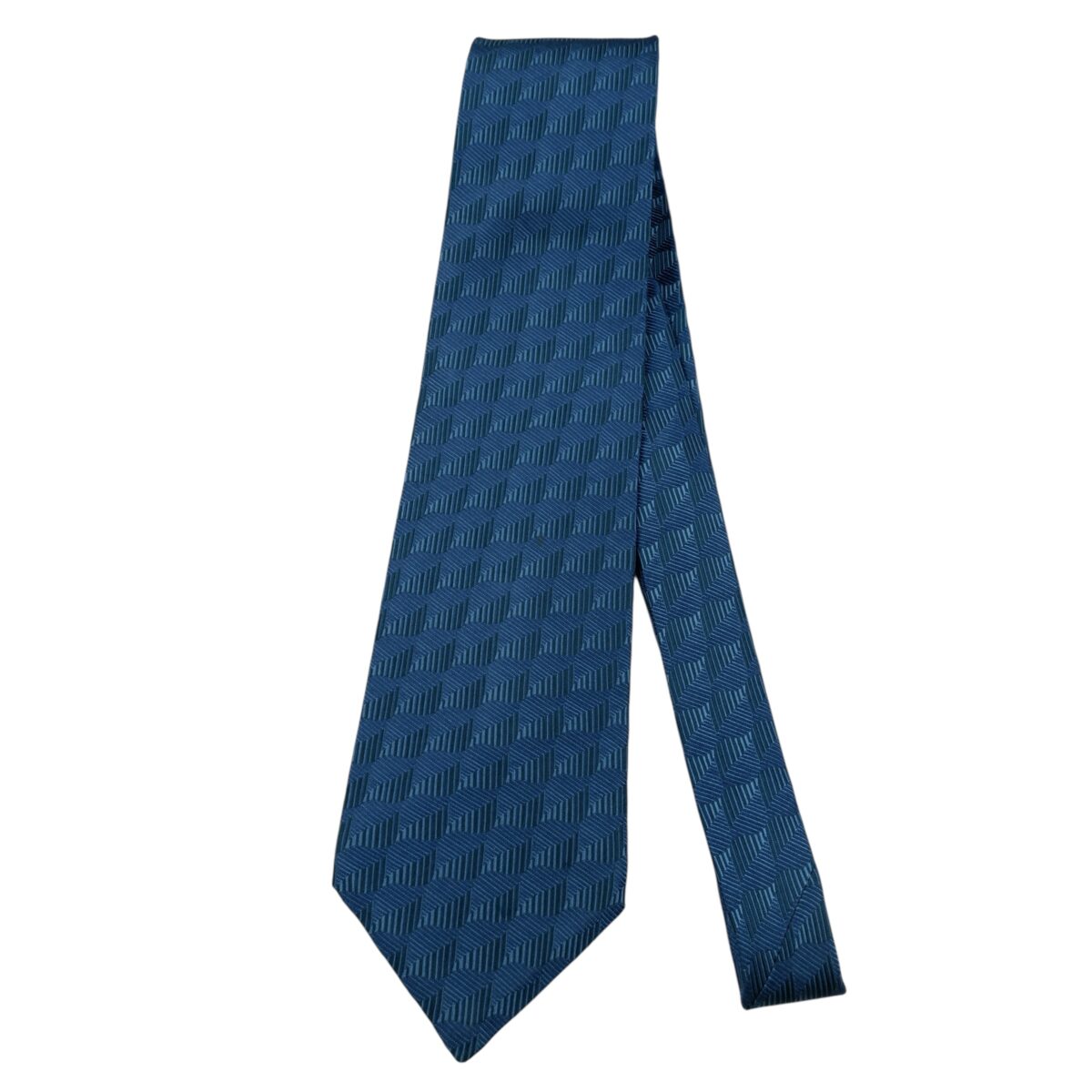 a15874 5 Lanvin Tie Silk Blue Geometric France (US Import Tax Included) มุมที่ 5
