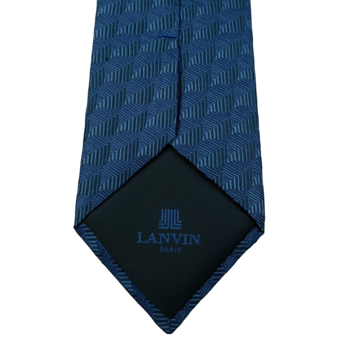 a15874 8 Lanvin Tie Silk Blue Geometric France (US Import Tax Included) มุมที่ 8