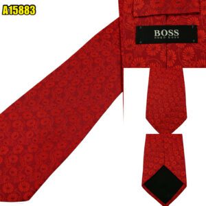 Hugo Boss Tie Silk Red Floral Geometric Italy (US Import Tax Included) มุมที่ 1