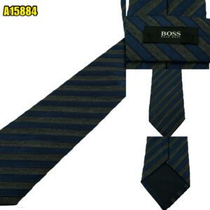 Hugo Boss Tie Silk Navy Grey Stripe Italy (US Import Tax Included) มุมที่ 1