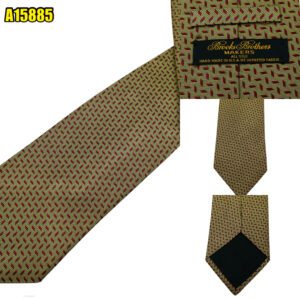 Brooks Brothers Tie Silk Brown Geometric USA (US Import Tax Included) มุมที่ 1